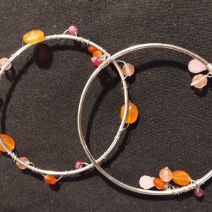 Beautiful Thin Vintage Sterling Silver Beaded Decorated Bracelets (2)